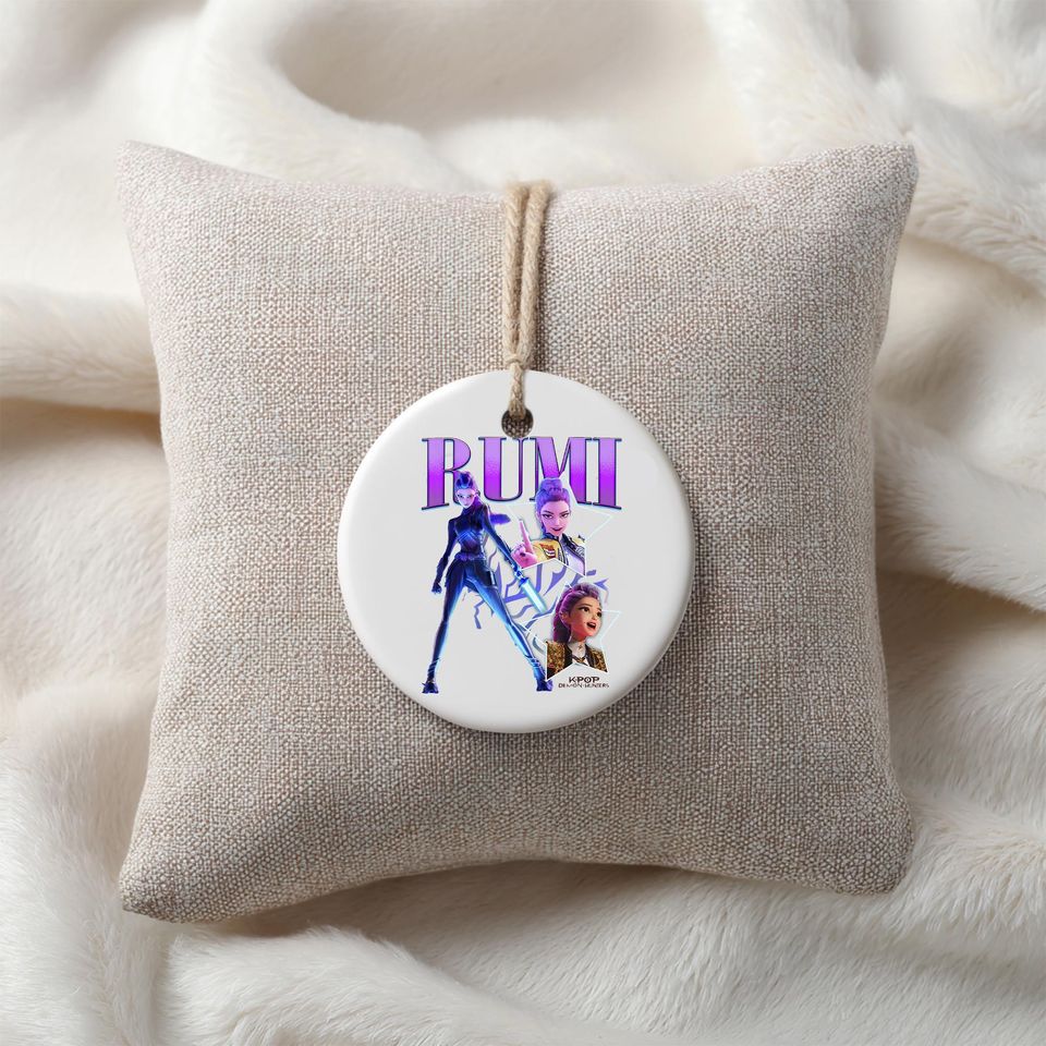 Personalized Name Huntrix Rumi Ornament, KPOP Christmas Keepsake, Demon Hunters Custom Ceramic Ornament, Printed 2 Sides