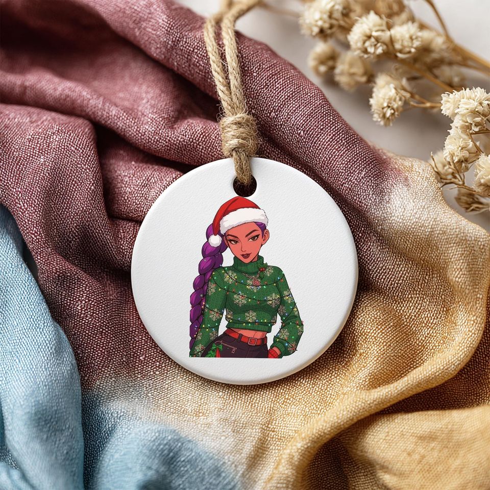 Stylist KPOP Demon Hunter Ceramic Ornament, Personalized Demon Hunter Ceramic Keepsake, Home Decoration for Her, Printed 2 Sides