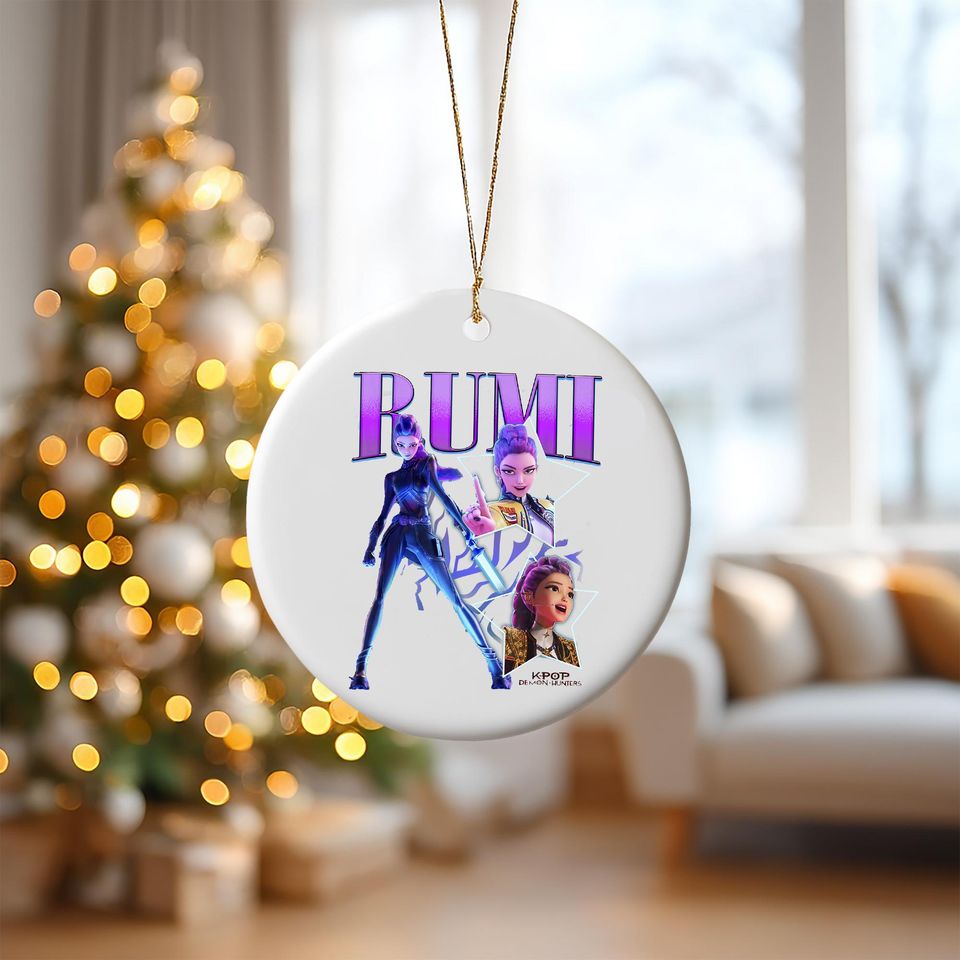 Personalized Name Huntrix Rumi Ornament, KPOP Christmas Keepsake, Demon Hunters Custom Ceramic Ornament, Printed 2 Sides