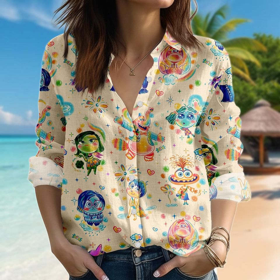 Inside Out Disney Button-up Blouse for Women