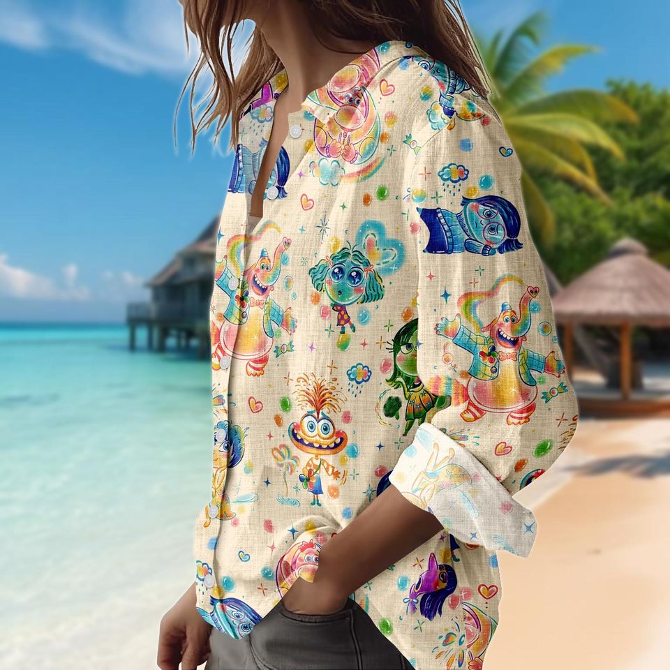 Inside Out Disney Button-up Blouse for Women