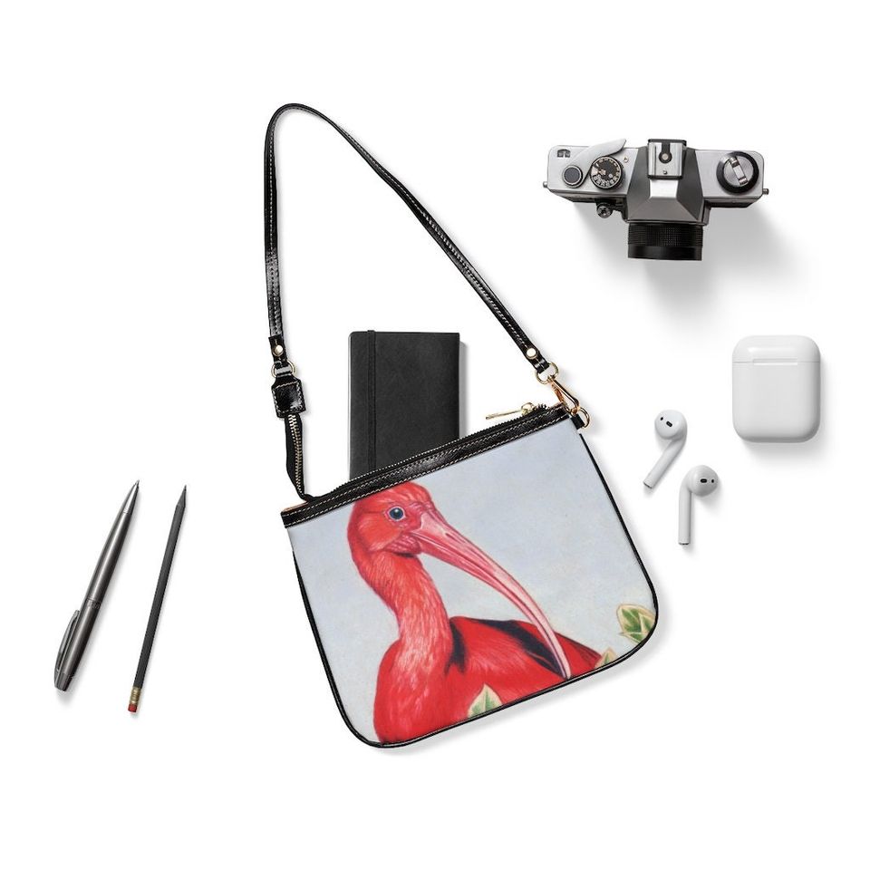 Scarlet Ibis Small Shoulder Bag, Vintage Shoulder Bag, Gift for Her, Small Shoulder Bag for Women