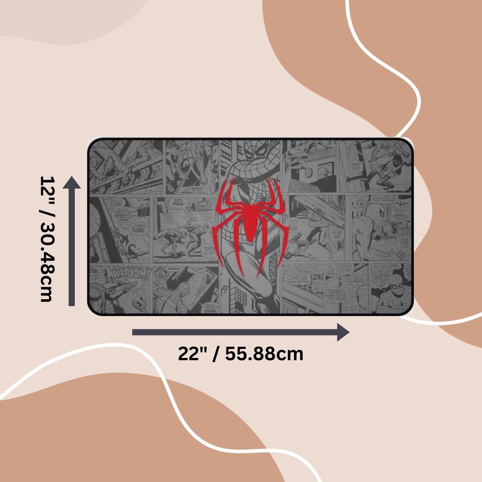 Spiderman Comic Gaming Mousepad Desk Mat, Non-Slip Base, Large Mousepad, High Performance, Office Decor, Desk Accessory