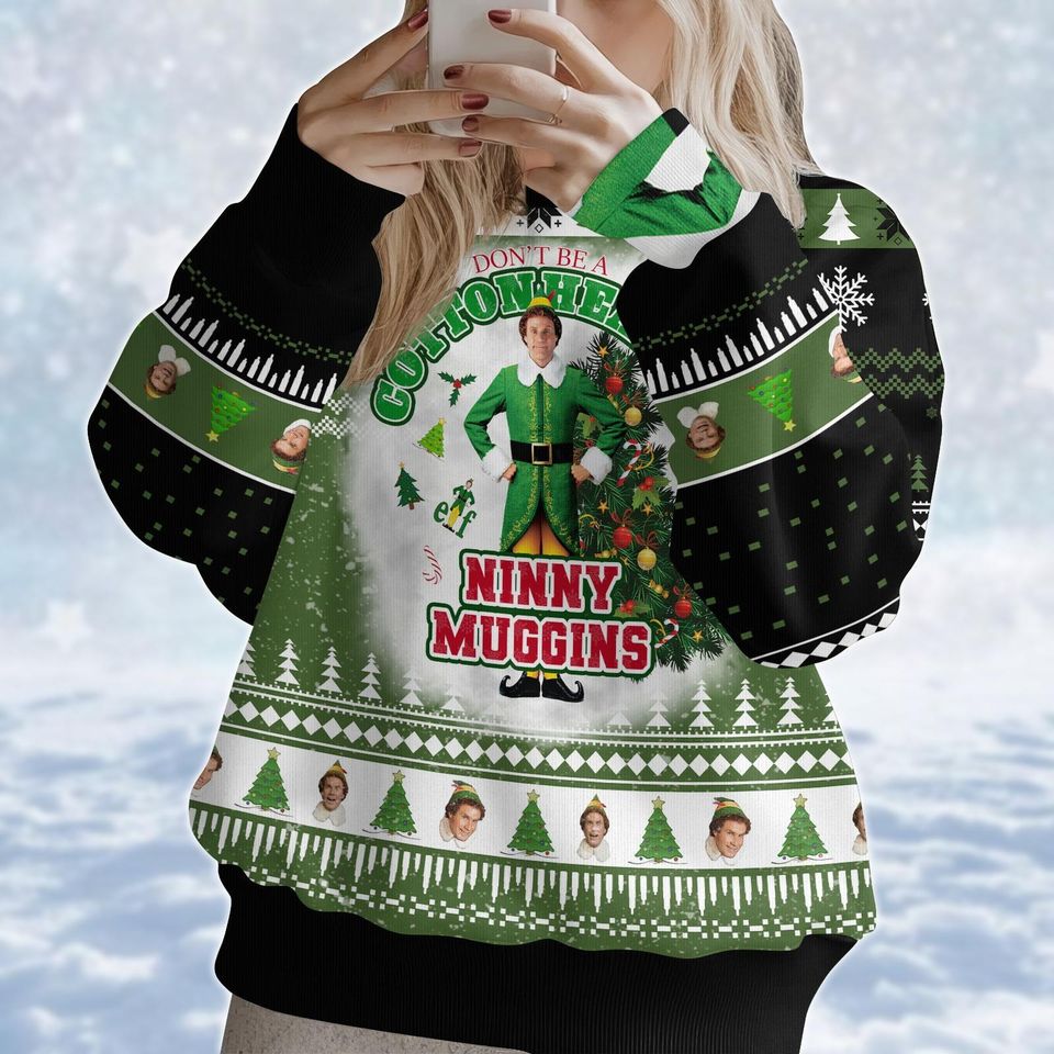 Christmas Elf Ugly Sweater, Retro Buddy Christmas Sweatshirt, Xmas Classic Movie 90S Shirt, Funny Christmas Sweater, Gift For Fan