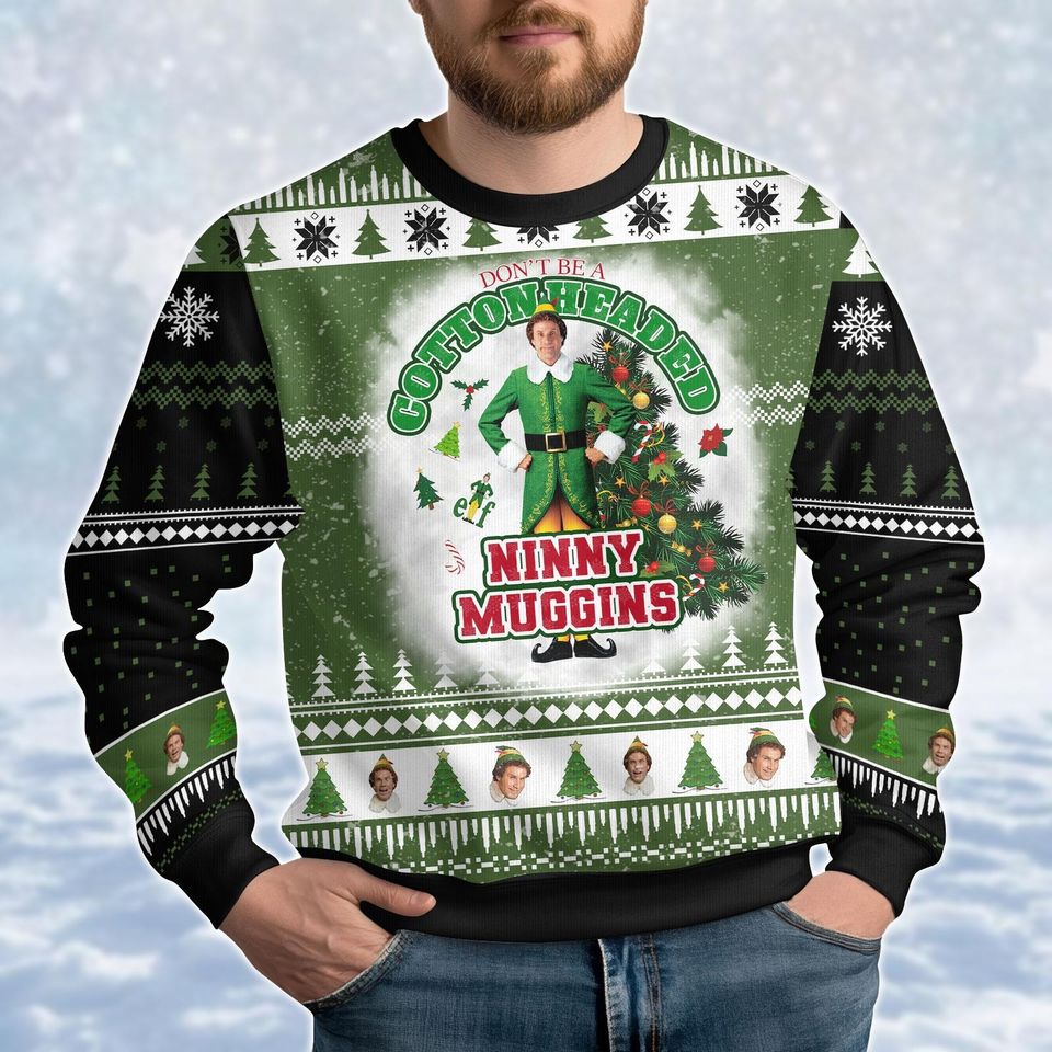 Christmas Elf Ugly Sweater, Retro Buddy Christmas Sweatshirt, Xmas Classic Movie 90S Shirt, Funny Christmas Sweater, Gift For Fan