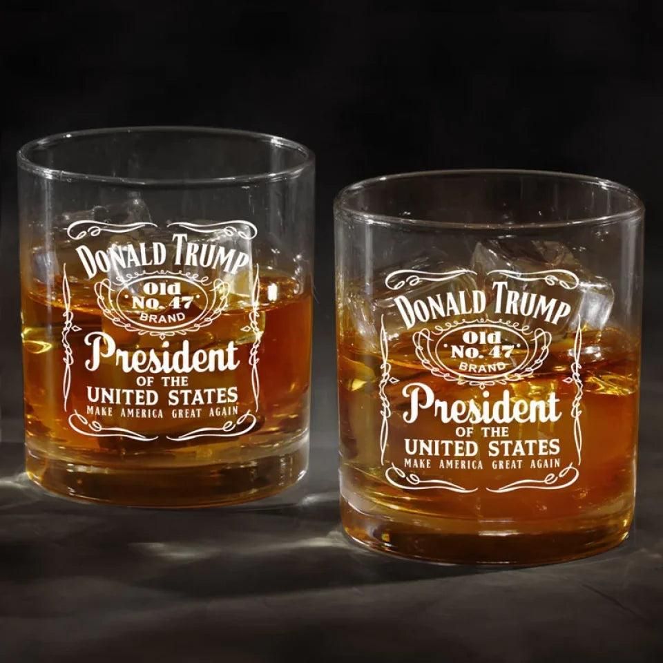 Trump for President Whiskey Glass, Make America Great Again, Election Glass, Patriotic Gift, Trump Supporter Glass