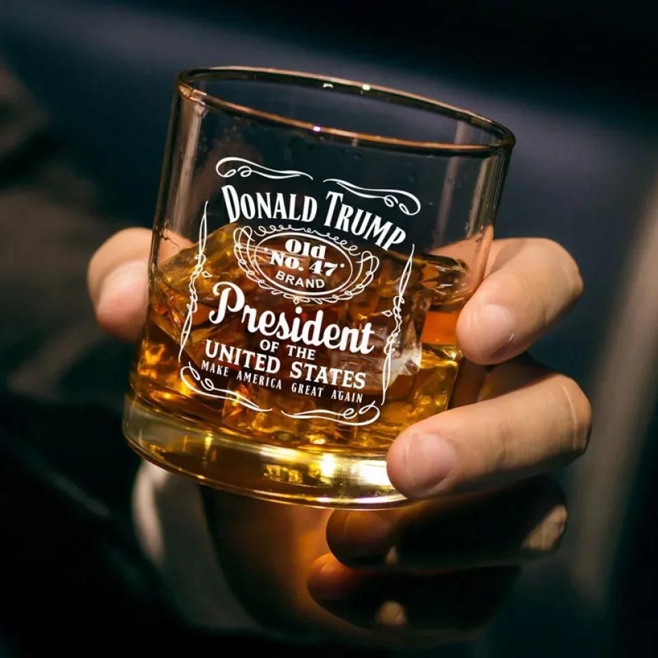 Trump for President Whiskey Glass, Make America Great Again, Election Glass, Patriotic Gift, Trump Supporter Glass