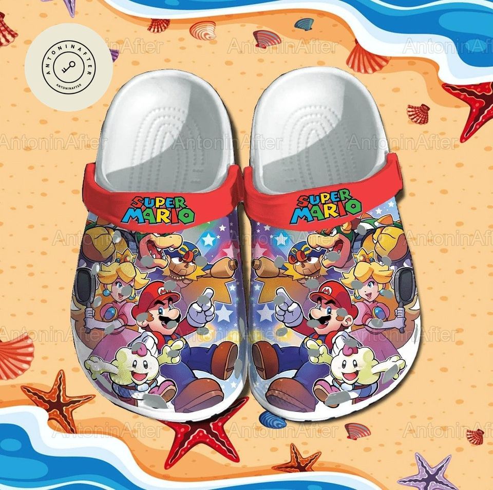 Super Mario Shoes, Super Mario 2024 Sandals, Super Mario Summer Shoes, Super Mario Casual Shoes, Super Mario Funny Shoes, Gift For Fan