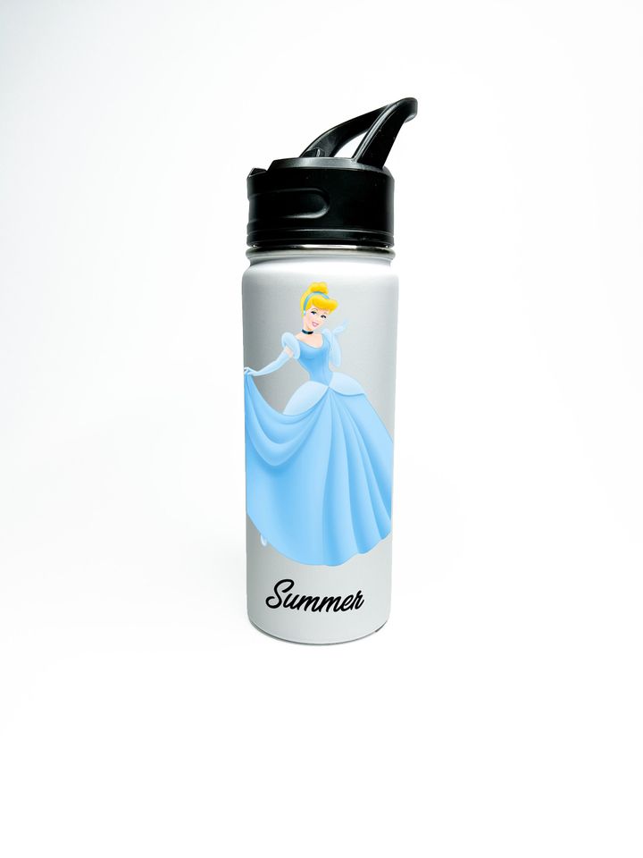 Cinde Personalized Stainless Steel Water Bottles Sports Lid, Custom Princess Girl Gift