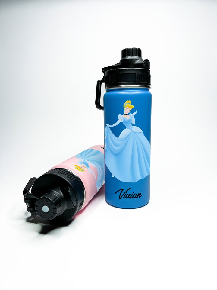 Cinde Personalized Stainless Steel Water Bottles Sports Lid, Custom Princess Girl Gift
