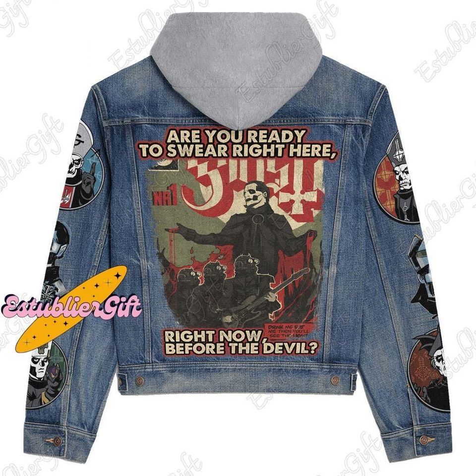 Ghost Denim Youth Jacket, Ghost Band Denim Jacket, Ghost Band Jacket, Ghost Jean Jacket, Ghost Jacket Men, Cardinal Copia Jacket