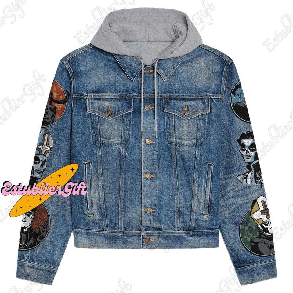 Ghost Denim Youth Jacket, Ghost Band Denim Jacket, Ghost Band Jacket, Ghost Jean Jacket, Ghost Jacket Men, Cardinal Copia Jacket
