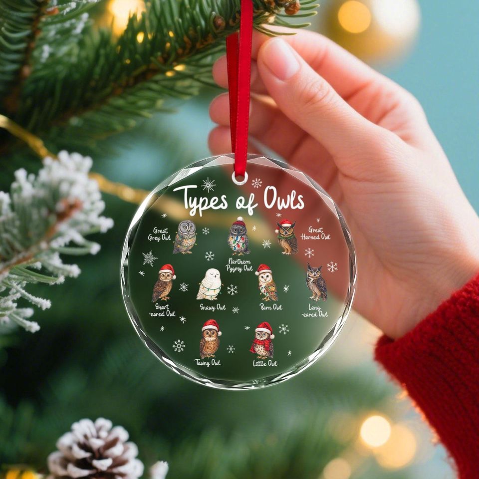Glass Owl Ornament, Christmas Decor