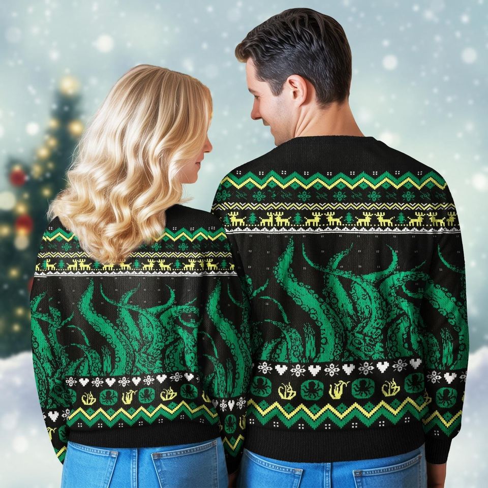 Funny Octopus Ugly Christmas Sweater, Holiday Knit Sweater