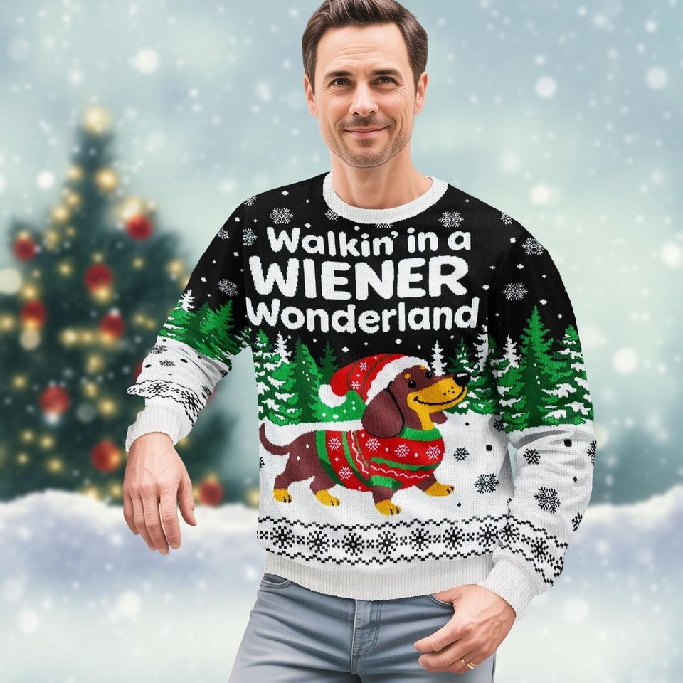 Dachshund Dog Ugly Christmas Sweater Knit