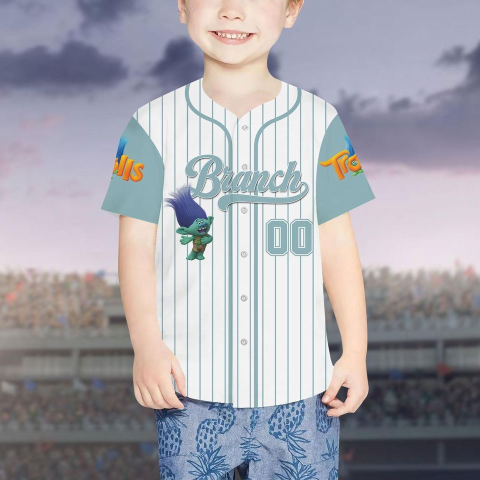 Disney Trolls Characters Striped Line Baseball Jersey