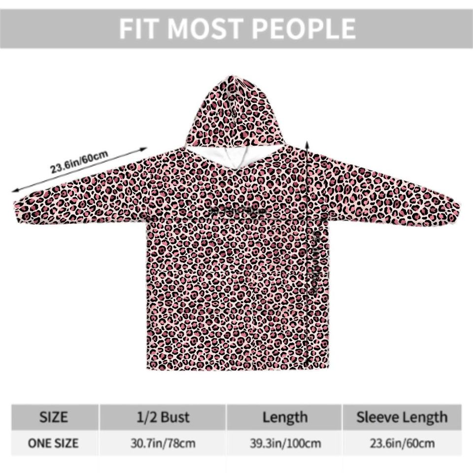 Pink Leopard Adult Blanket Hoodie