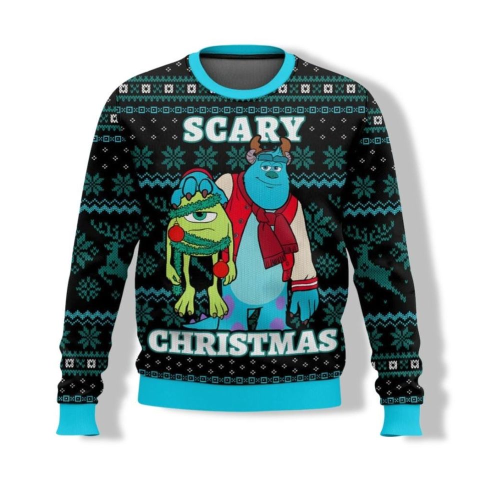 Disney Monsters Inc Christmas Sweater, Scary Christmas Monsters Sweater