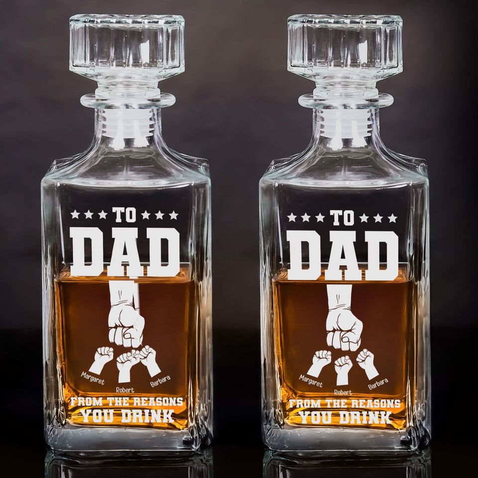 To Dad From The Reasons You Drink - Custom Whiskey Bottle, Funny Gift For Dad, Father's Day Gift, Gift For Father Daddy Grandpa Papa Dad
