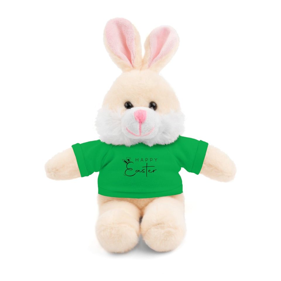 Easter Bunny Stuffed Animal with 'Happy Easter' Tee
