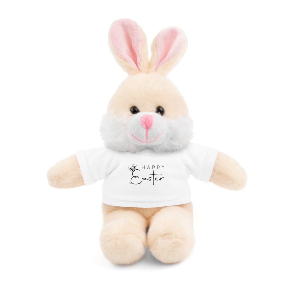 Easter Bunny Stuffed Animal with 'Happy Easter' Tee