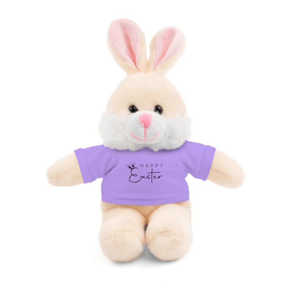 Easter Bunny Stuffed Animal with 'Happy Easter' Tee