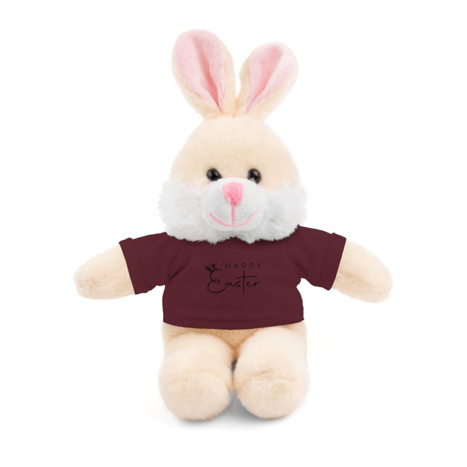 Easter Bunny Stuffed Animal with 'Happy Easter' Tee