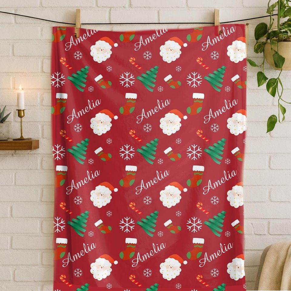 Personalized Custom Blanket, Baby Christmas Blanket, Soft Minky Blanket