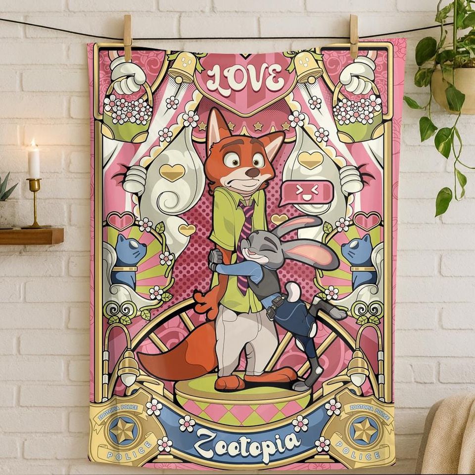 Zootopia Fleece Blanket – Soft Cartoon Throw for Sofa and Bedroom Decoration
