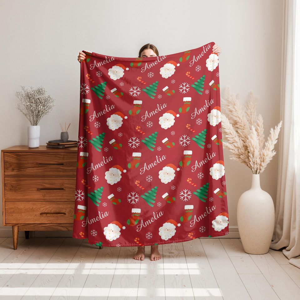 Personalized Custom Blanket, Baby Christmas Blanket, Soft Minky Blanket