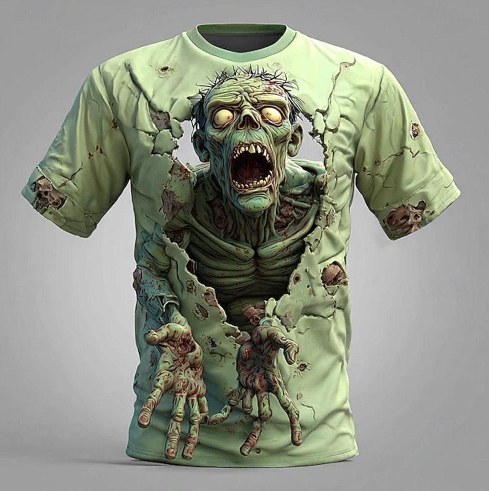 Halloween Zombie 3D T-Shirt, Horror Graphic Tee