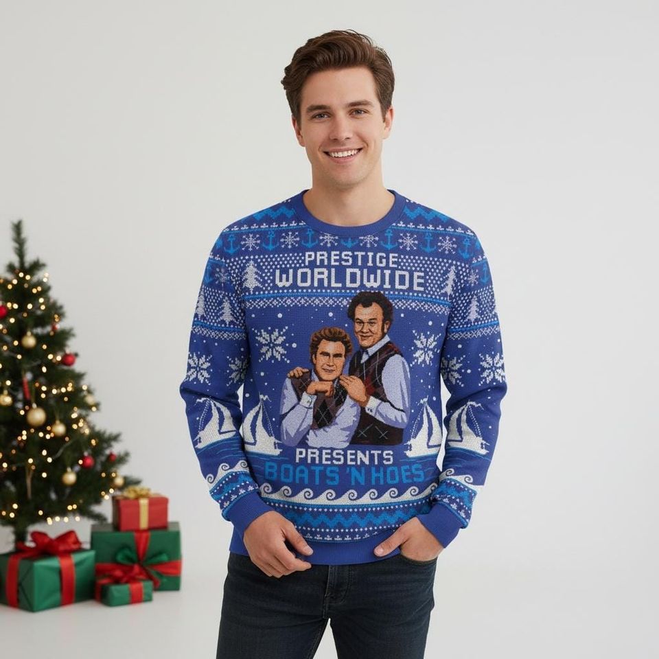 Step Brothers Ugly Christmas Sweater, Prestige Worldwide Sweater
