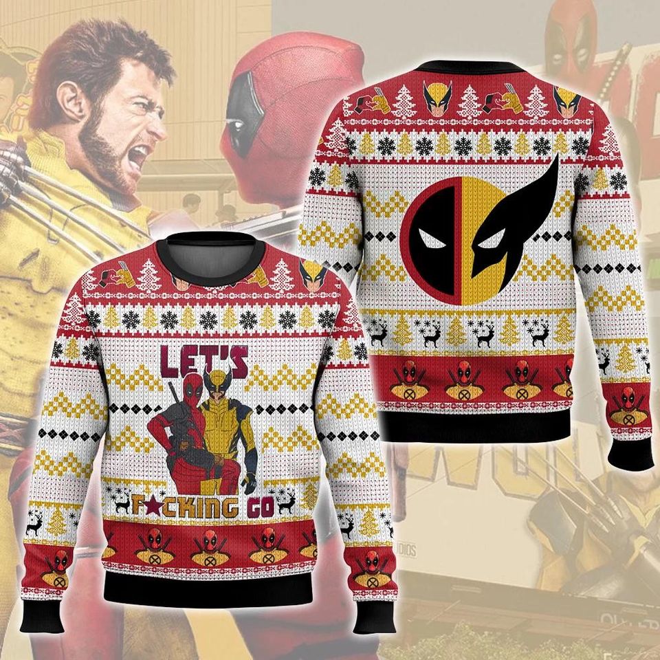 Deadpool Wolverine Ugly Sweater, Funny Superhero Christmas Sweatshirt