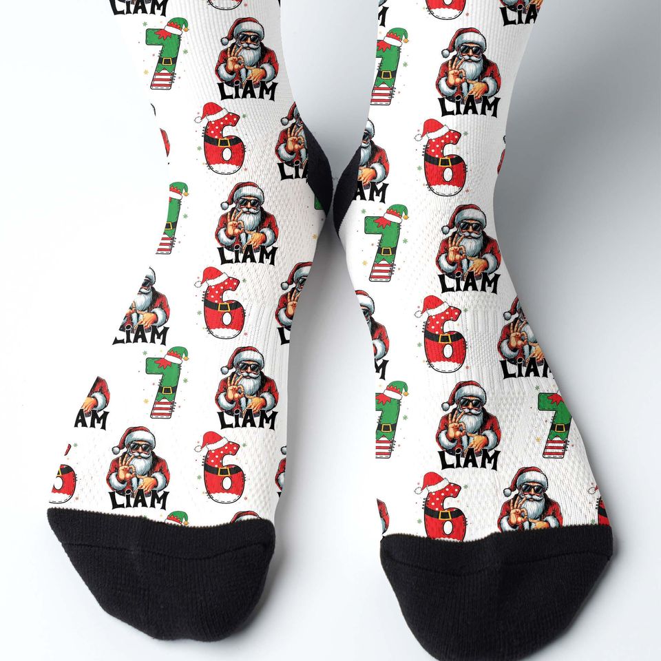 Personalized 67 Six Seven Socks, Funny Christmas Sock Gift, Trendy Viral Black 67 Socks, Minimal Streetwear Style Unique Christmas Gift Idea