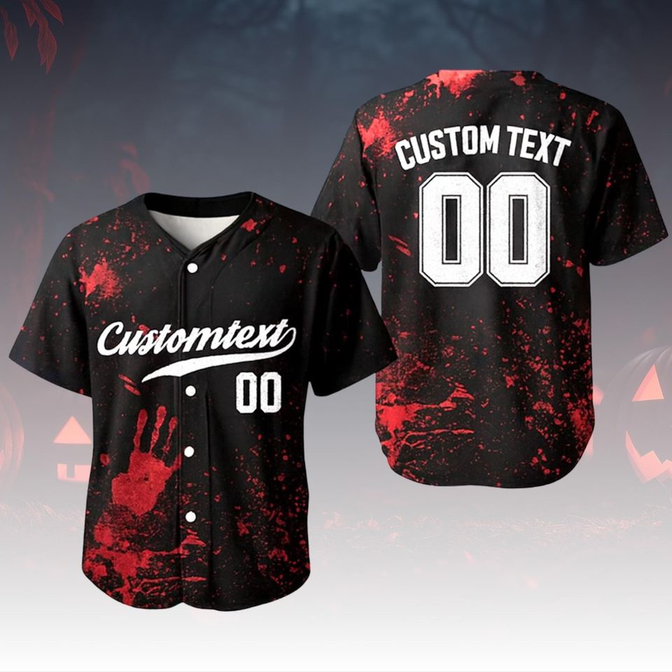 Personalized Halloween Horror Baseball Jersey, Creepy Slasher Cosplay Shirt