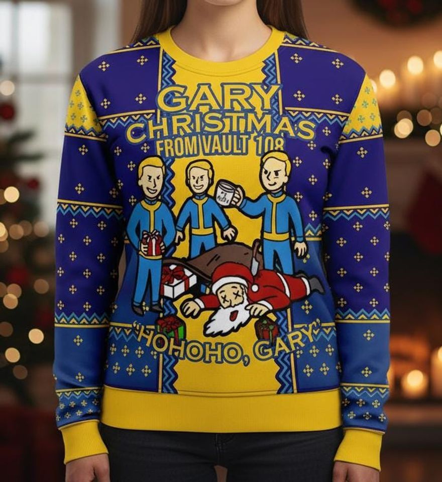 Falllout Ugly Christmas Sweater, Vault 108 Video Game Sweater for Men