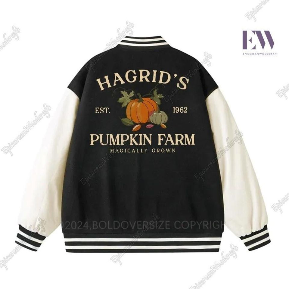 Hagrid Pumpkin Farm Baseball Jacket, Halloween Pumpkin Men Jacket, Pumpkin Patch Racing Jacket, Spooky Season Jacket, Halloween Gift