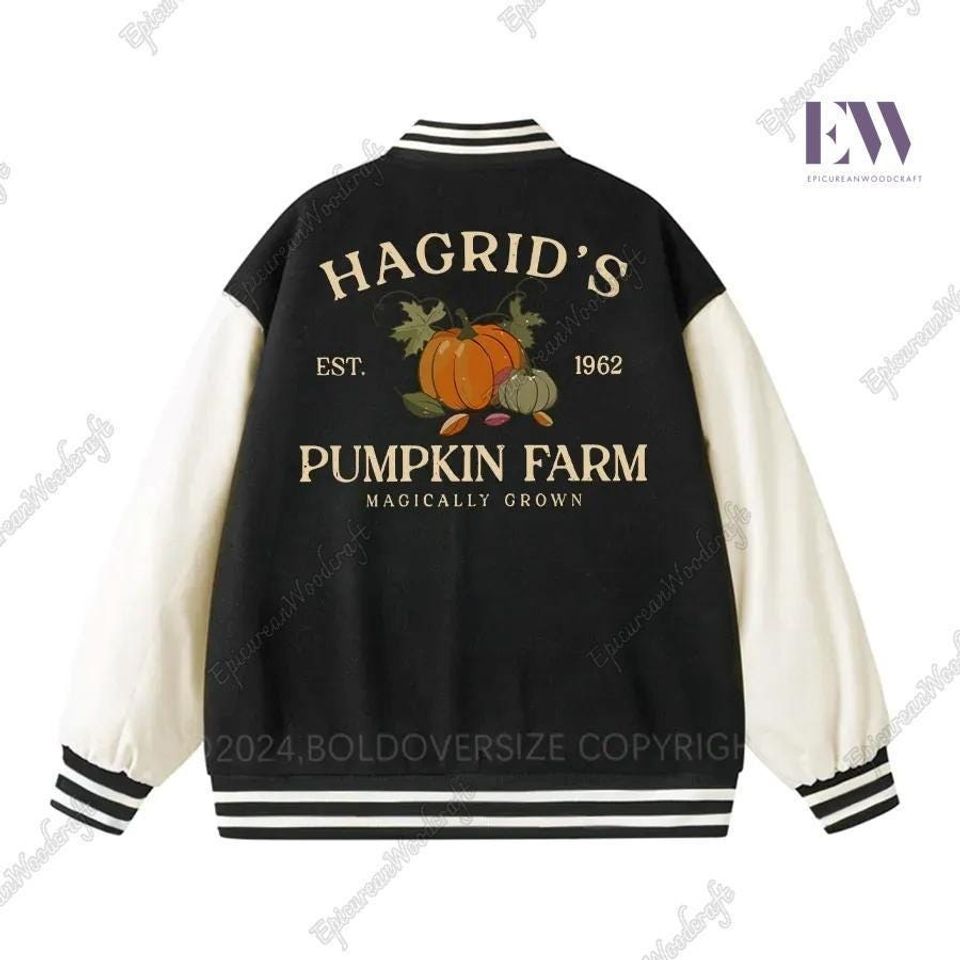 Hagrid Pumpkin Farm Baseball Jacket, Halloween Pumpkin Men Jacket, Pumpkin Patch Racing Jacket, Spooky Season Jacket, Halloween Gift
