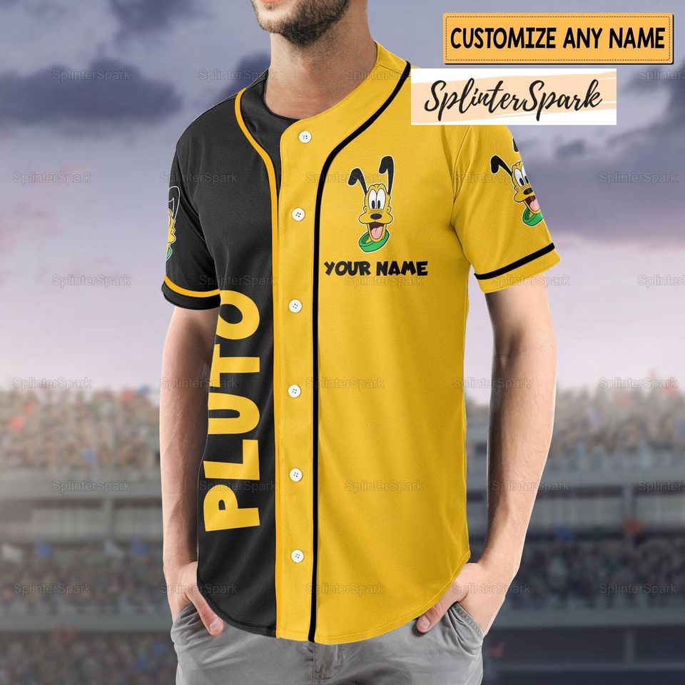 Pluto Dog Jersey Shirt, Disney Pluto Baseball Jersey, Custom Pluto Baseball Shirt