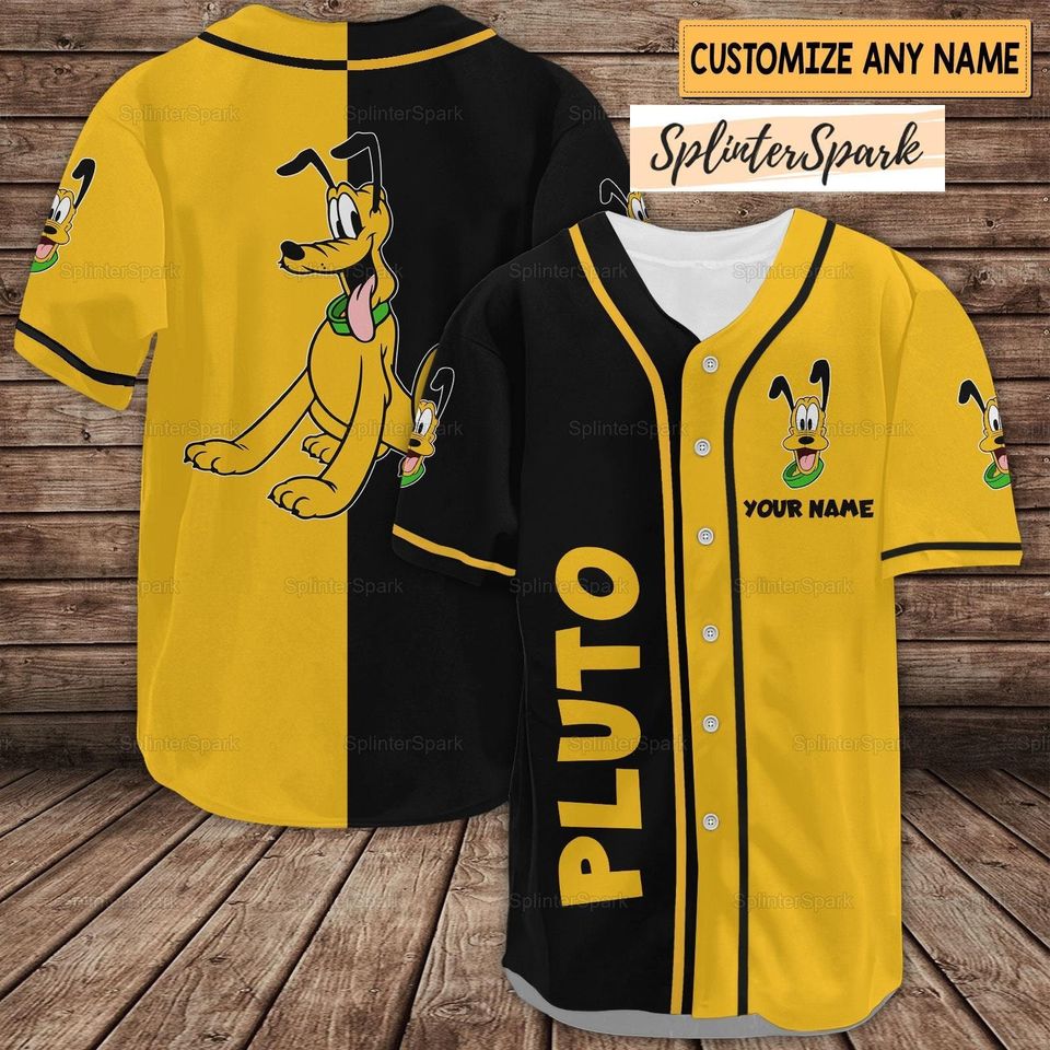 Pluto Dog Jersey Shirt, Disney Pluto Baseball Jersey, Custom Pluto Baseball Shirt