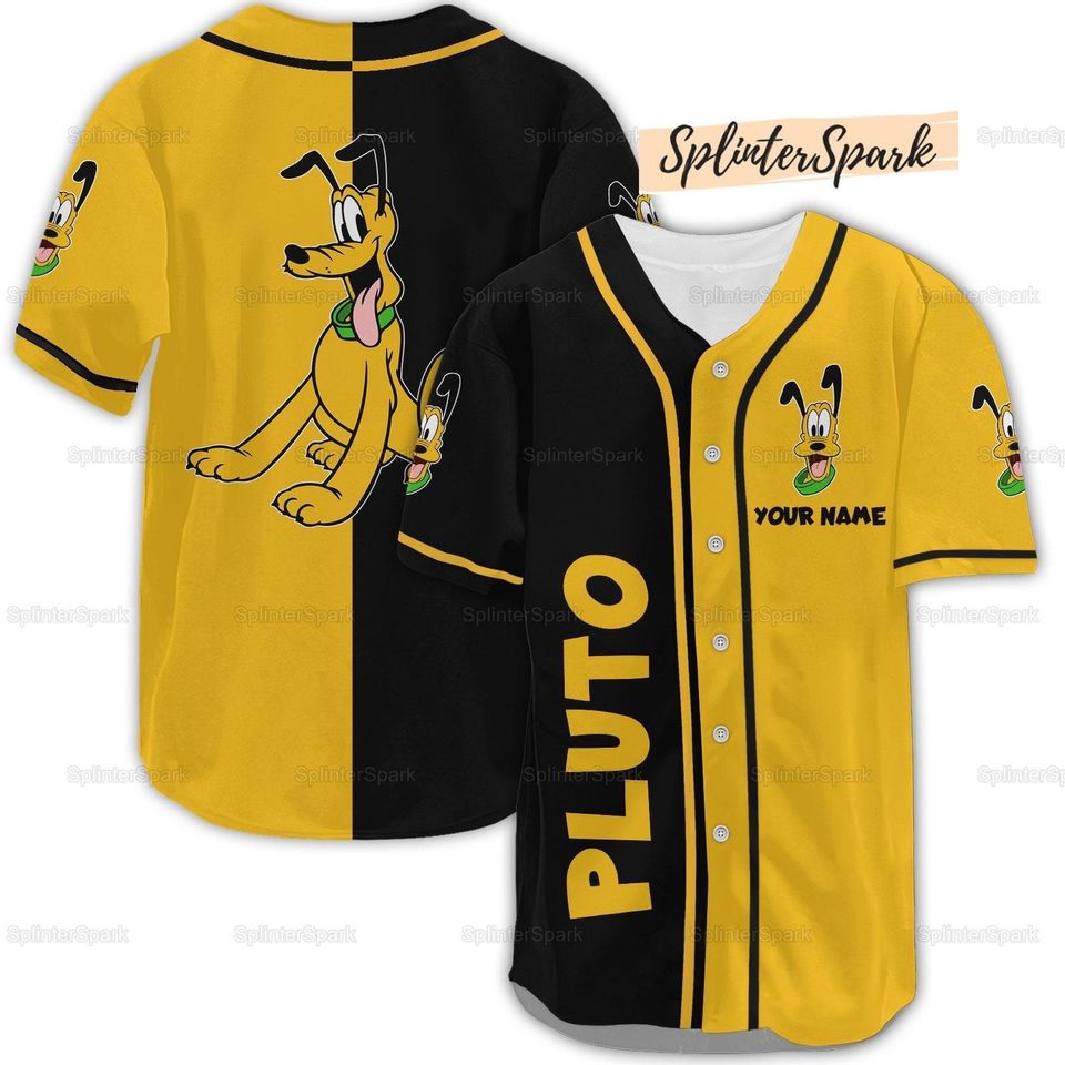 Pluto Dog Jersey Shirt, Disney Pluto Baseball Jersey, Custom Pluto Baseball Shirt