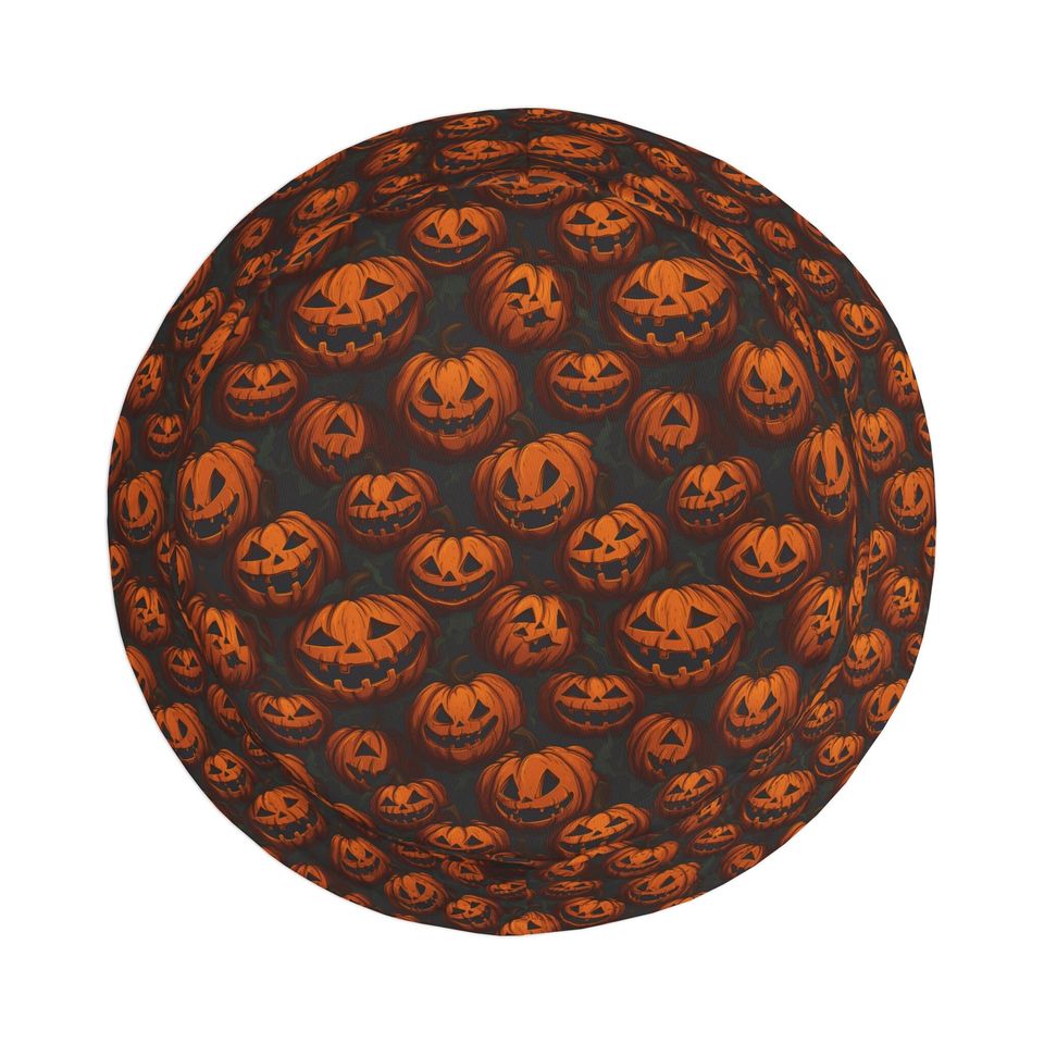 Black Orange Pumpkins Bucket Hat Gift Pumpkin Halloween Bucket Hat