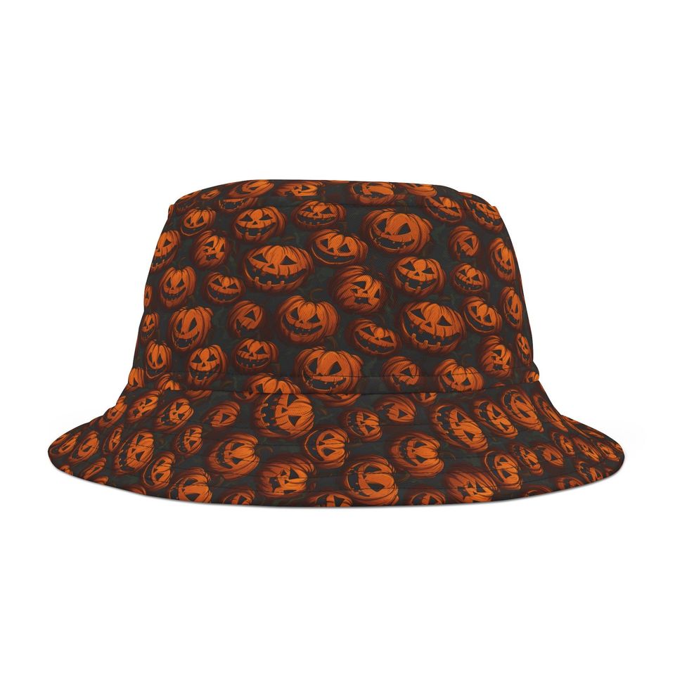 Black Orange Pumpkins Bucket Hat Gift Pumpkin Halloween Bucket Hat
