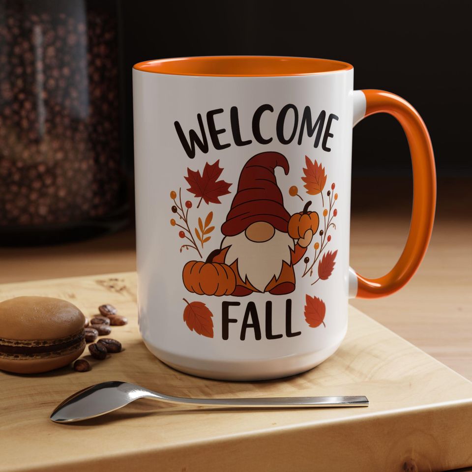 Cozy Fall Coffee Mug with Gnome Design, Perfect for Autumn Sipping