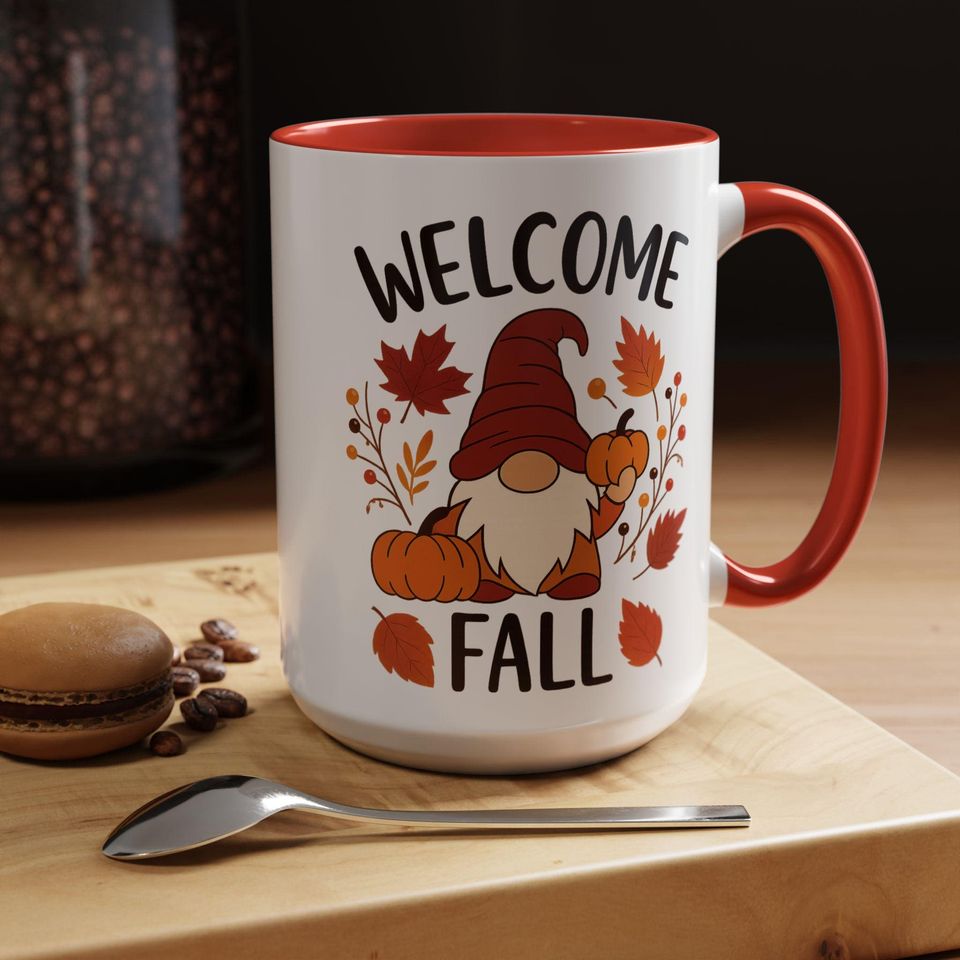 Cozy Fall Coffee Mug with Gnome Design, Perfect for Autumn Sipping