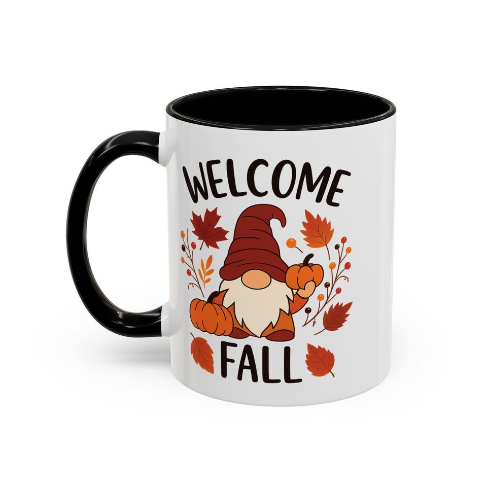 Cozy Fall Coffee Mug with Gnome Design, Perfect for Autumn Sipping
