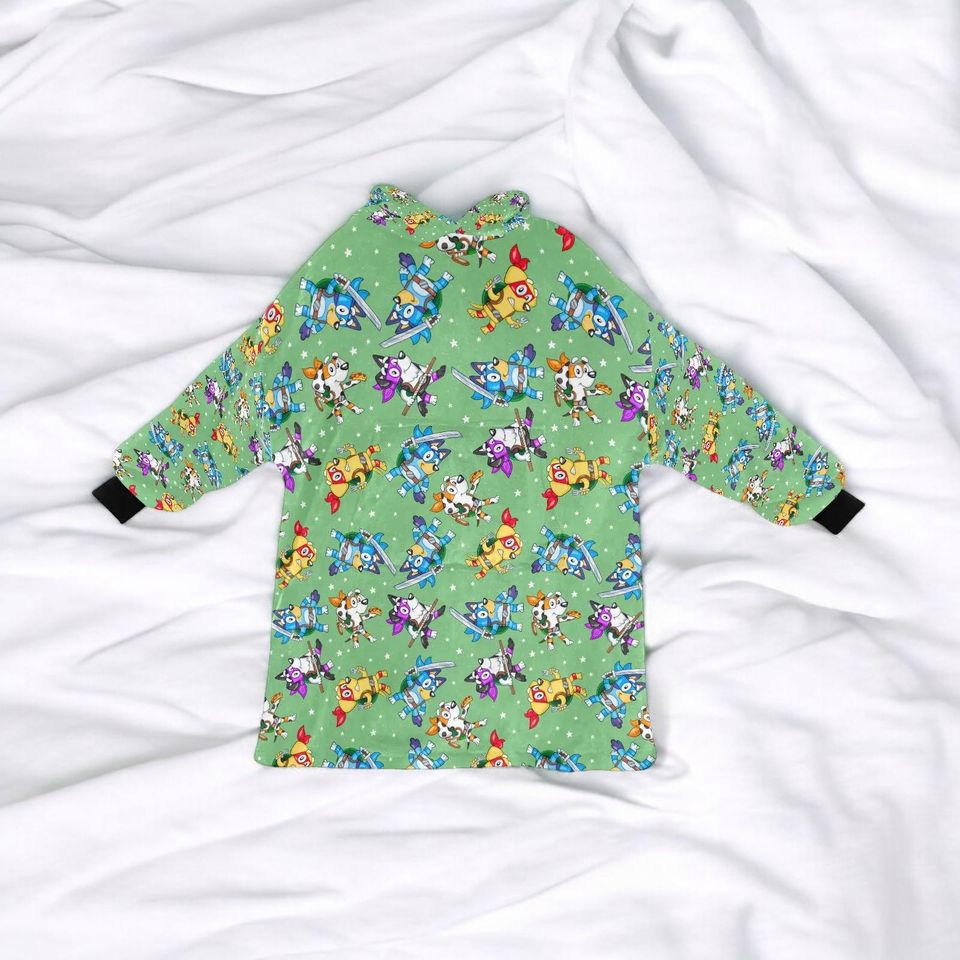 Cowabunga BlueyDad & Friends Ninja Turtle Blanket Hoodie