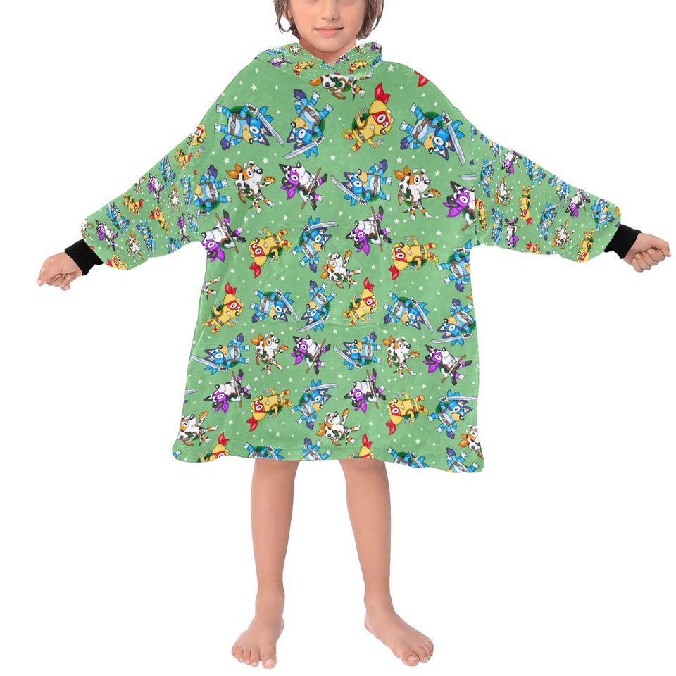 Cowabunga BlueyDad & Friends Ninja Turtle Blanket Hoodie