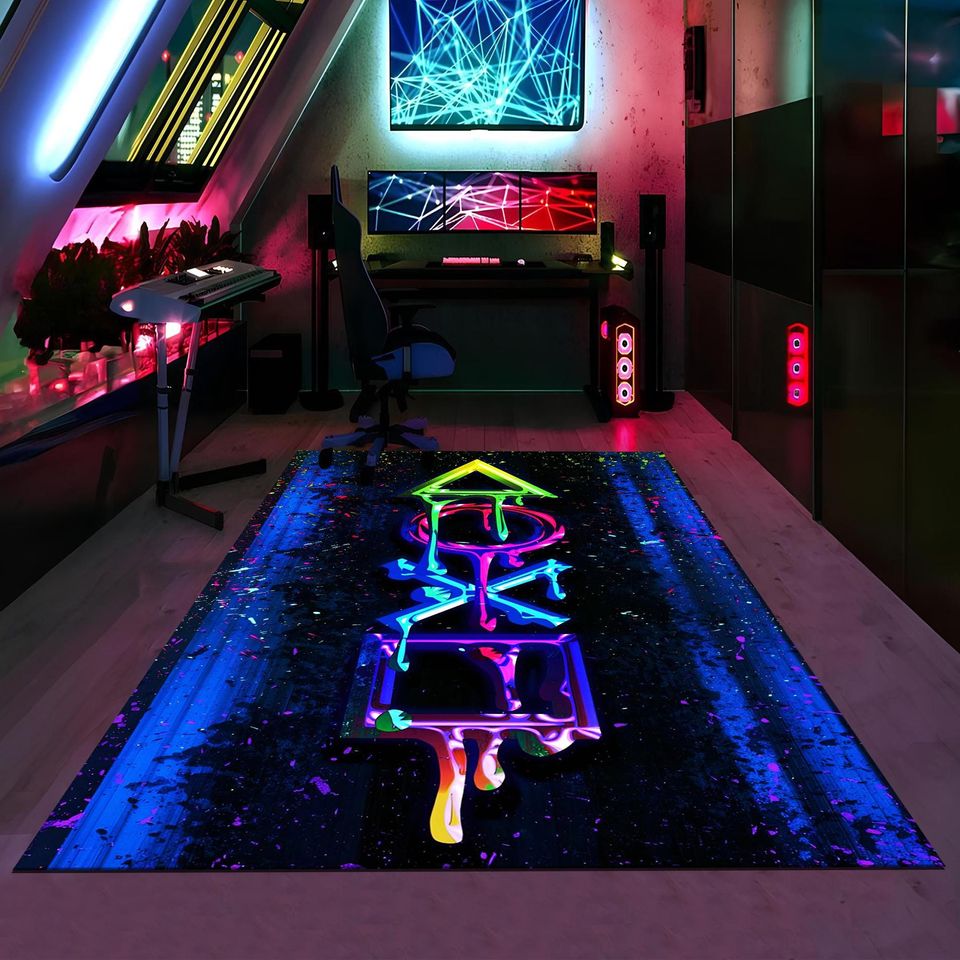 Game Button Rug: Colorful E-Sport Gaming Decor