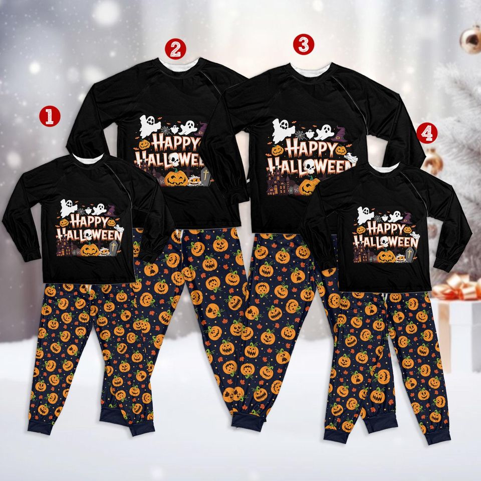 Halloween Pumpkin Ghost Family Pajama Set